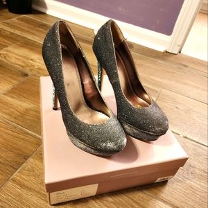 Bakers Platform Stiletto Pumps - Pewter Shimmer - Size 6